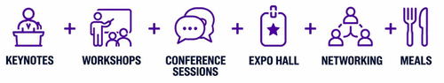 Keynotes + Workshops + Conference Sessions + Expo Hall + Networking + Meals