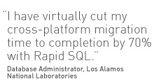 I have virtually cut my cross-platform migration time to completion by 70% with Rapid SQL