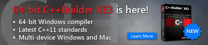 64-bit C++Builder XE3 is here! - Learn More