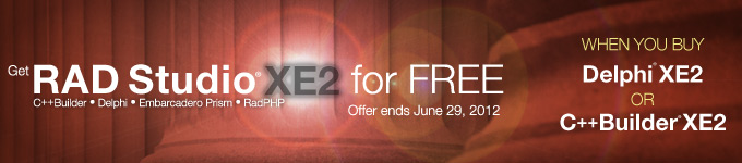 Get RAD Studio XE2 for Free - Offer ends June 29, 2012