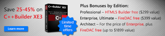 Save 25-45% on C++Buider XE3 - Learn More