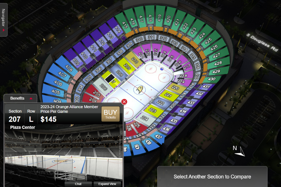 Anaheim Ducks 3D seat viewer preview