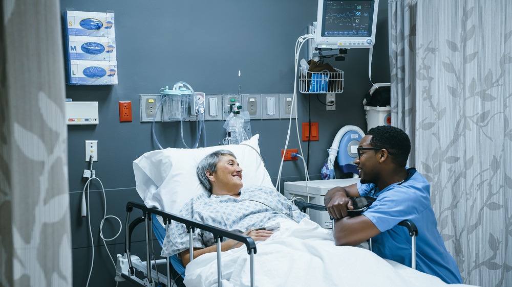 Patient talking with nurse