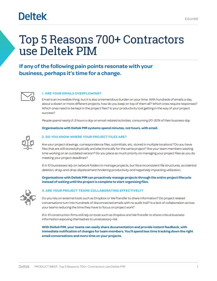 Top 5 Reasons 700+ Contractors Use Deltek PIM