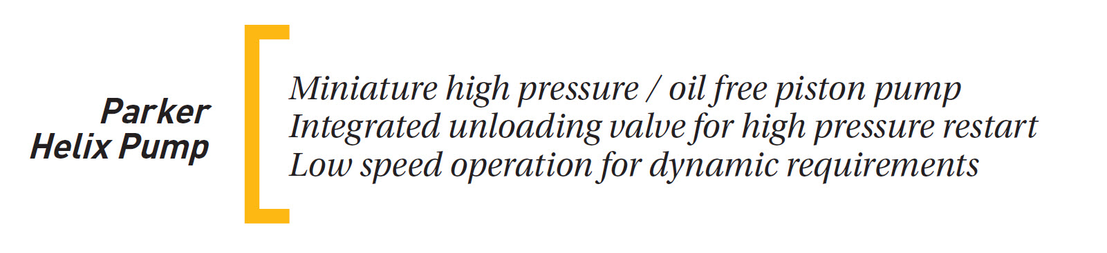 Parker Precision Fluidics Helix Piston Pump Features
