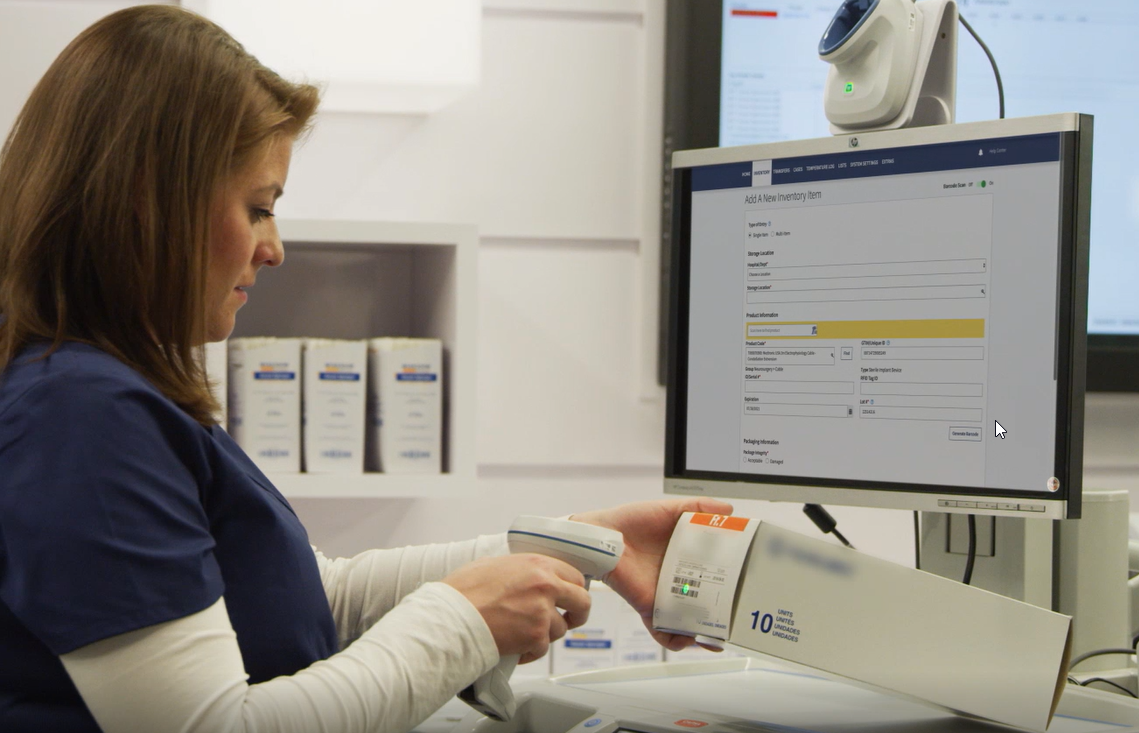 Healthcare worker scanning